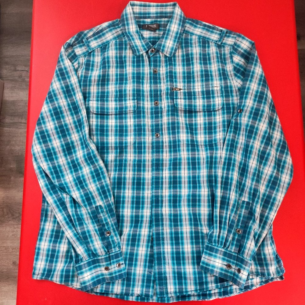 Kenneth Cole Reaction button down shirt green checkered men's size L